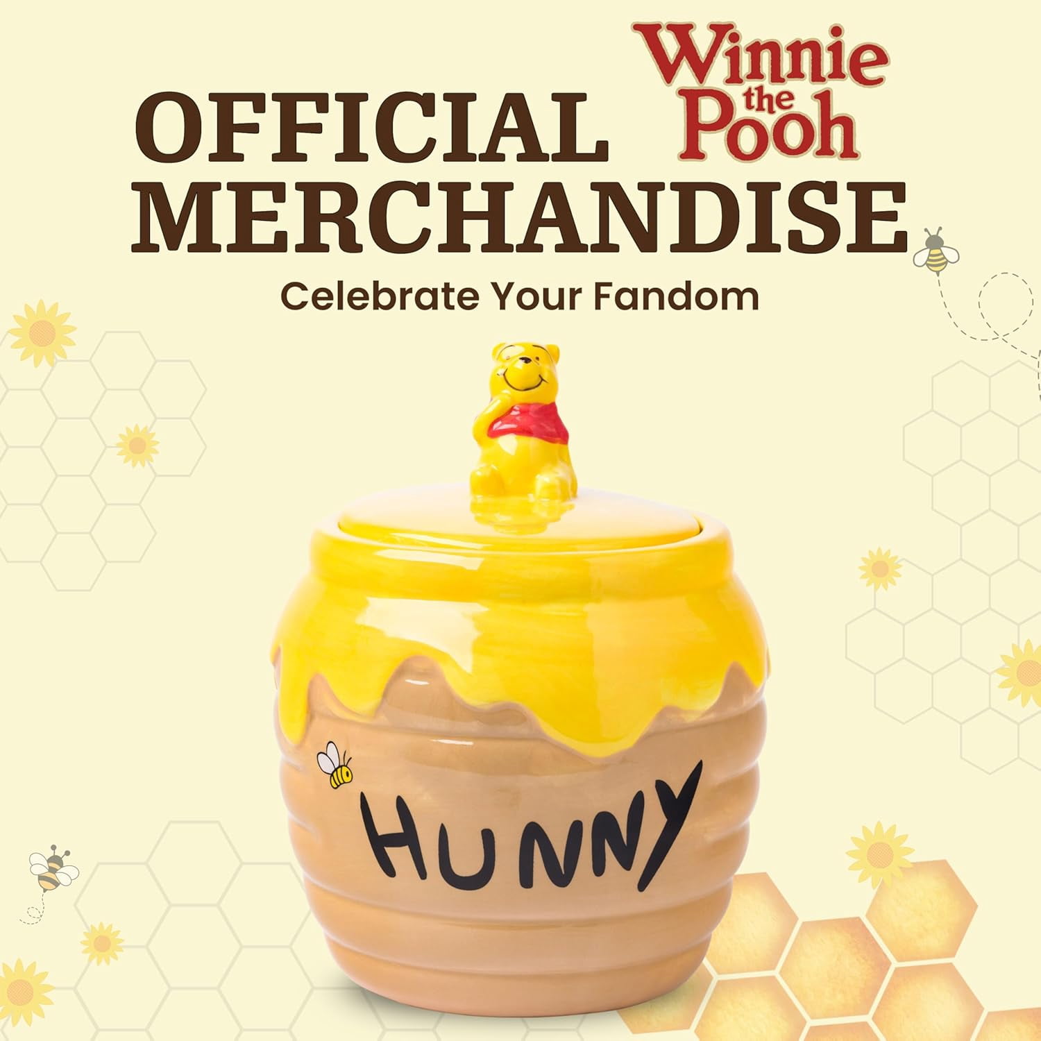 Disney Winnie the Pooh 3D Ceramic Honey Pot Cookie Jar for Kitchen