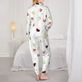 thumbnail image 3 of Pajama Sets for Women 2 Pcs, Wine Champagne Glasses Print Button Down Long Sleeve Sleepwear Lounge PJ Sets, 3 of 6