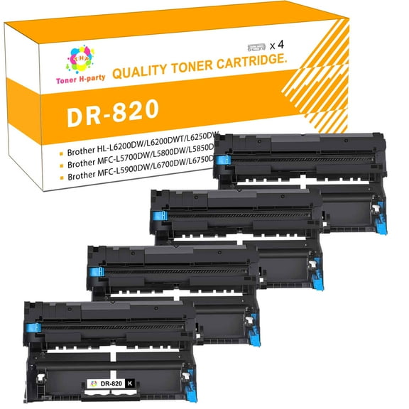 Toner H-Party Compatible Drum Unit for Brother DR820 DR-820 DR 820 for Brother HL-L6200DW MFC-L5850DW MFC-L5900DW MFC-L6700DW MFC-L5800DW HLL6200DW HL-L5200DW HLL5100DN Printer (Black, 4-Pack)