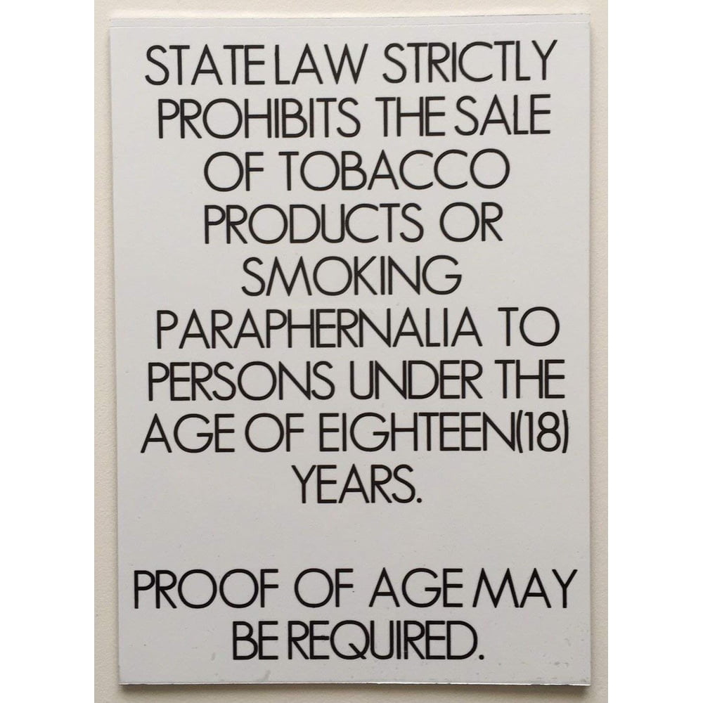 Sale Tobacco Under eighteen Prohibited SIGN ( TWO SIDED TAPE, ALUMINIUM