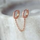 thumbnail image 2 of Pendientes de la cadena para las mujeres de doble Piercing Dangle Cadena Huggie Hoop Pendientes Cubic Zirconia Pearl Stud Pendientes para las mujeres de doble Conjoined Pendientes, 2 of 4