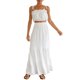 thumbnail image 4 of TRKIYQC Conjunto de 2 piezas estilo bohemio de playa para mujer, camisola corta con volantes y tiras de color sólido + falda larga para verano, blanco/naranja, S/M/L/XL TRKIYQC moderno, 4 of 9