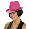 thumbnail image 2 of Womens Pink White Pin Stripe Flapper Costume Fedora Hat, 2 of 2