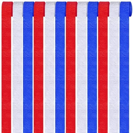 Image of 12 Pack Patriotic Crepe Paper Streamers Party Streamers Backdrop Red Blue White Crepe Paper Rolls for American 4th of July Crafts Patriotic Memorial Day Decorations Photo Booth Backdrop