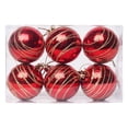 thumbnail image 2 of 6PCS Christmas Baubles, Shiny Red & Gold Hanging Ornaments, Striped Plastic Tree Decorations, Holiday Party Decor, Festive Tree Hanging Balls for Home, Office & Indoor Decor, 2 of 7