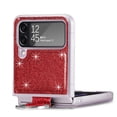 thumbnail image 3 of Detck Samsung Galaxy Z Flip4 6.7 inch (2022) Cover, Soft TPU Shell Luxury Elegant Glitter Metal Ring/Holder Folding Design Case [Slim & Fit] Anti-slip Drop Resistant Shockproof Case, Red, 3 of 12