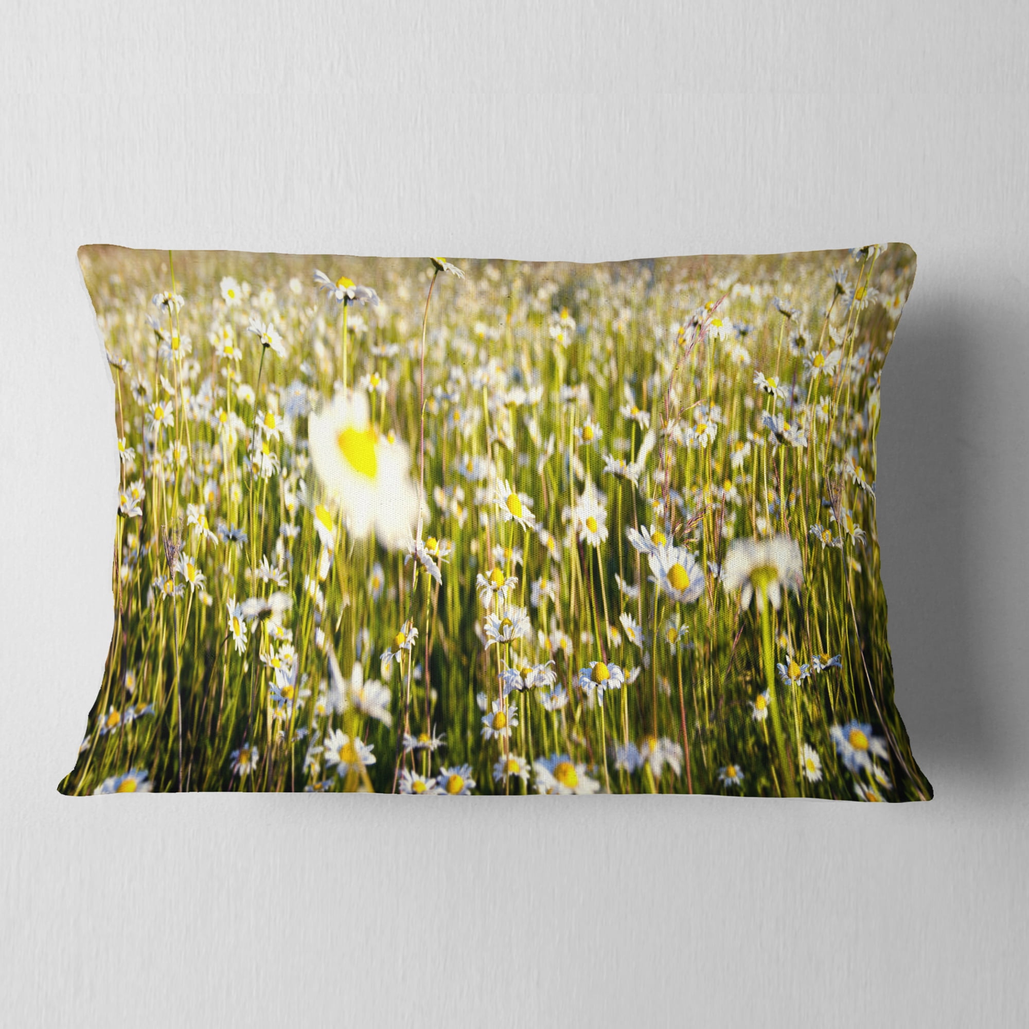 Designart 12" x 20" Green Polyester Throw Pillow