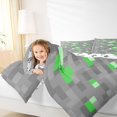thumbnail image 4 of Homewish Cartoon Green Grey Plaid Queen Comforter Set, Vintage Game Abstract Bedding Sets, Square Rectangle Reversible Bedding Comforter Set, Luxury Bedroom Decor, 3 Pieces, 4 of 8