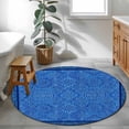 thumbnail image 4 of Tribal Blue Round Rug 3.3ft Washable Circle Entryway Rugs Non Slip Boho Ethnic Abstract Floral Art Vintage Area Rug Indoor Floor Carpet for Bedroom Kitchen Living Room Home Office Dining Room Nursery, 4 of 8