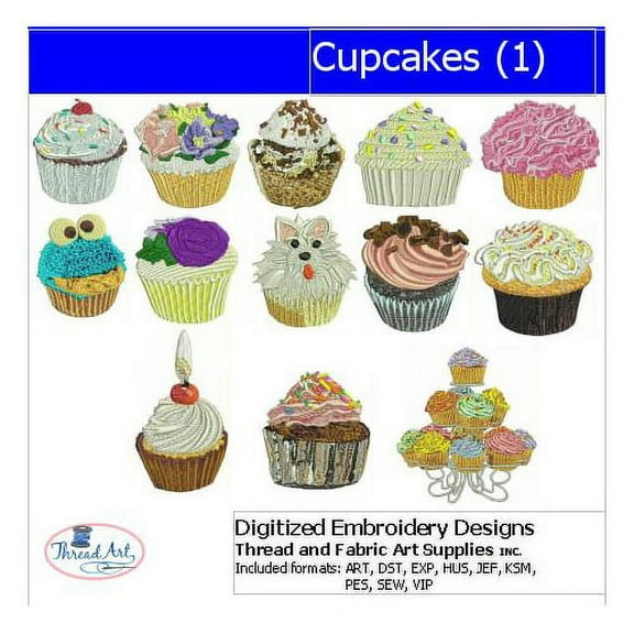 Cupcakes(2) Embroidery Designs - All Popular Formats Included - Loaded on USB Stick