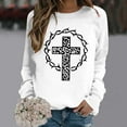 thumbnail image 2 of Arlun Christian Sweatshirt for Women Jesus Faith Trendy Leopard Cross Graphic Printed Pullover Tops Long Sleeve Crewneck Loose Cozy Religious Cute Y2K Sweatshirt White XL, 2 of 4