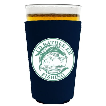 

I d Rather Be Fishing Pint Glass Coolie (Navy Blue)