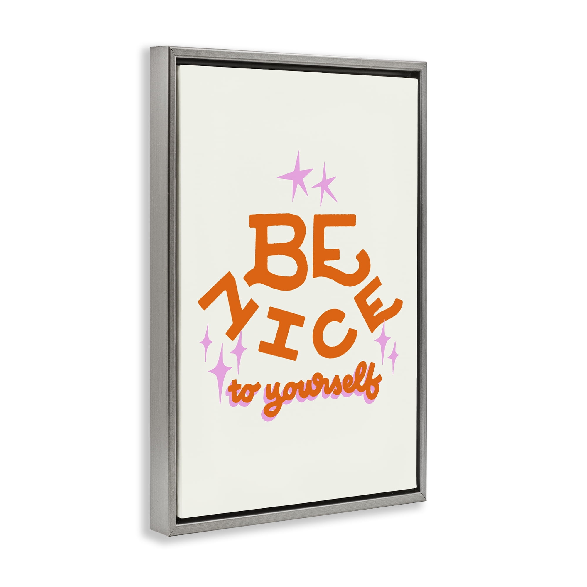 Stupell Industries Be Nice To Yourself Gray Framed Floater Canvas Wall Art, design by Indira Prieto | IndySign