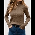 thumbnail image 4 of Suéteres de Punto de Larga con Cuello Alto para Mujer Marrón Oscuro S, 4 of 5