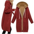 thumbnail image 2 of MIUOWANP Hoodies For Women Zip Up Knee Length Tunic Fashion Sweatshirts Casual Long Sleeve Comfy Fall Hooded Jackets With Pocket Red M, 2 of 5