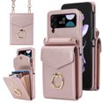 thumbnail image 1 of ELEHOLD Luxury Wallet Case for Samsung Galaxy Z Flip 4,with Organ Card Slots RFID Blocking Metal Ring Holder Crossbody Shoulder Strap Leather Purse Case for Women Girls,Rosegold, 1 of 7
