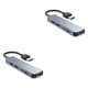 thumbnail image 3 of sweethay Adaptador divisor de estación de acoplamiento de velocidad rápida portátil USB Hub convertidor de carcasa de aleación de aluminio accesorio Gris USB 3.0 2piezas, 3 of 6