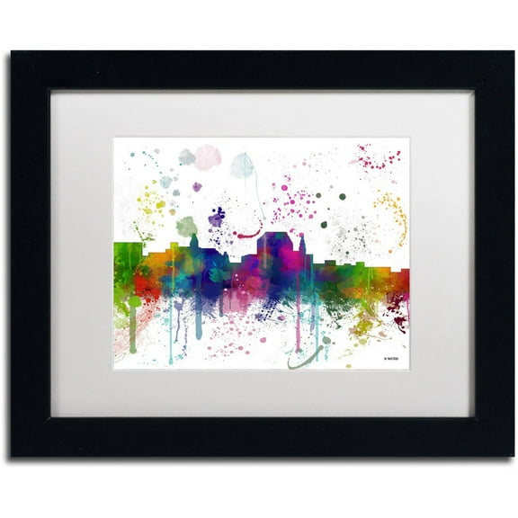 Trademark Fine Art "Augusta Maine Skyline Mclr-1" Canvas Art by Marlene Watson, White Matte, Black Frame