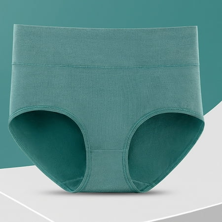 Srogem Womens Underwear Soft Cotton High Waist Breathable Solid Briefs Stretch Breathable Panties Available in Plus Size