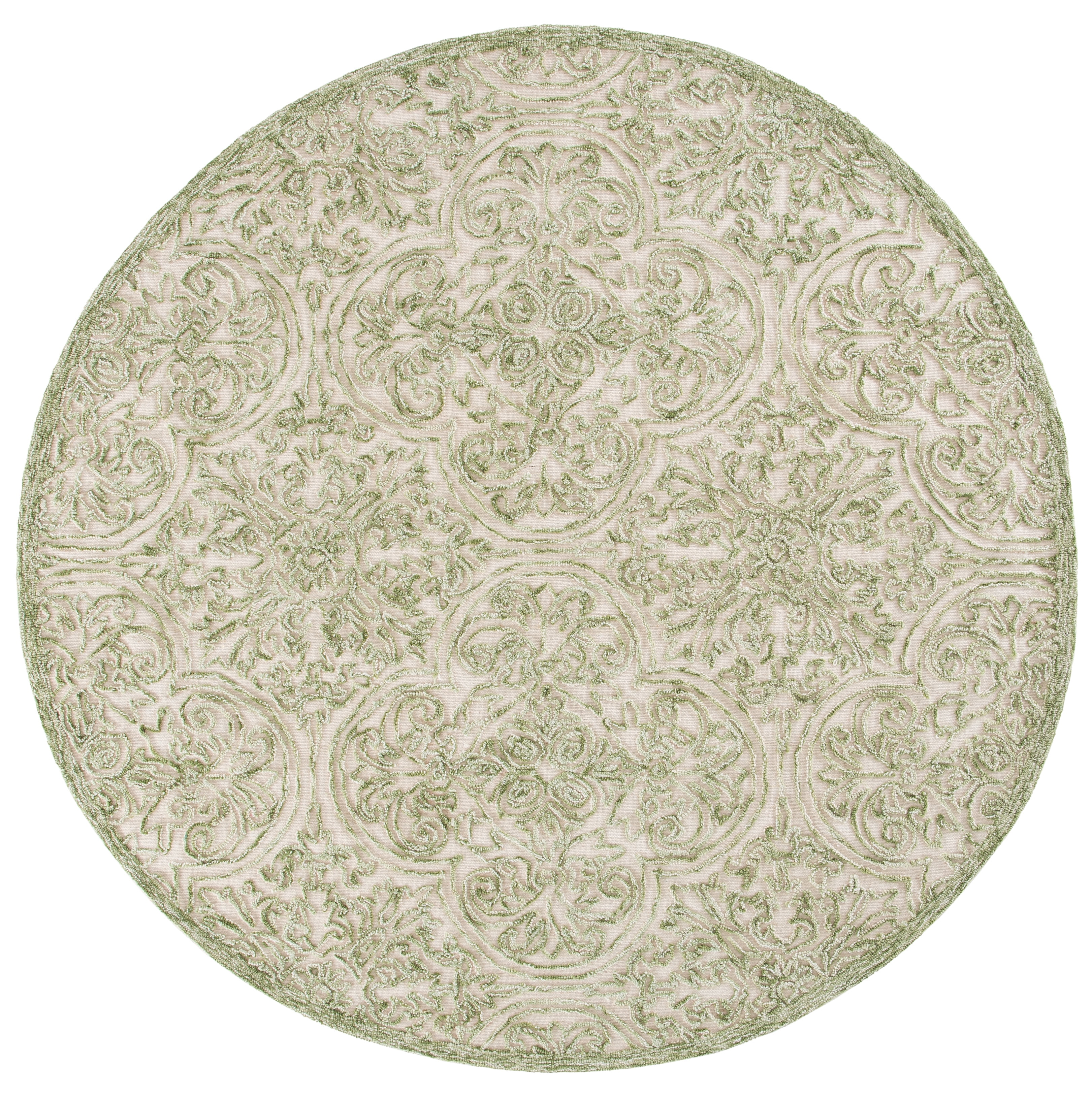 Safavieh Trace Burton Geometric Area Rug, Ivory/Green, 4' x 4' Round