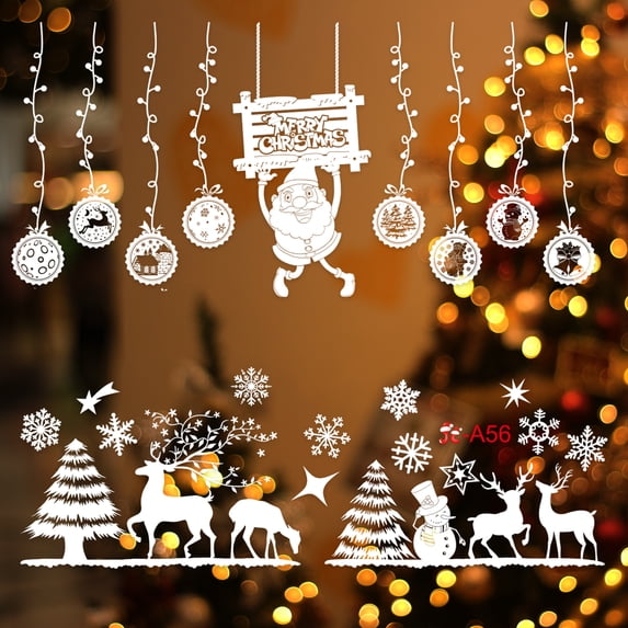Tipshopping Christmas Window Decals for Glass Window Hanging Snowflake Decorations Stickers for Party Decorations with Medal Santa Claus (JC-A56)