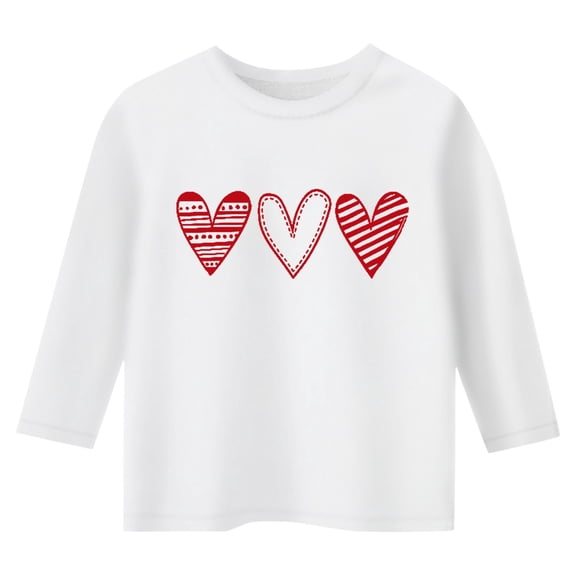 Toddler Valentine T Shirts for Girls Three Quarter Sleeve Graphic T-Shirts Crewneck Casual Pullover Top Girls T-Shirts 3-4 Years