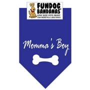 Fun Dog Bandana - Momma's Boy - One Size Fits Most for Med to Lg Dogs, royal blue pet scarf