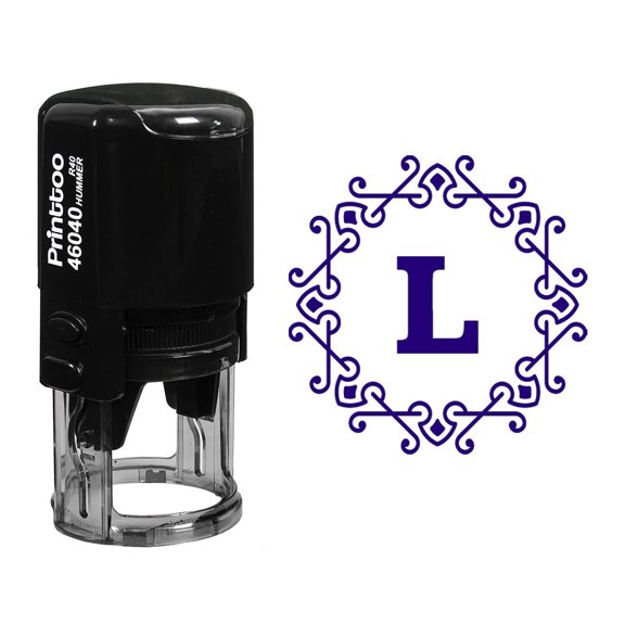 Printtoo Octagon Celtic Swirl Frame L Alphabet Monogram Initial Self Inking Rubber Stamp R-40 Office Stationary-Violet
