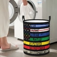 thumbnail image 5 of Fuzoiu Thin Green Line With USA Flag Print Circular Hamper,Laundry Basket with Handle,Collapsible Laundry,Dirty Clothes Storage Basket,for Bedroom Bathroom Dorm Living Room-Medium, 5 of 6