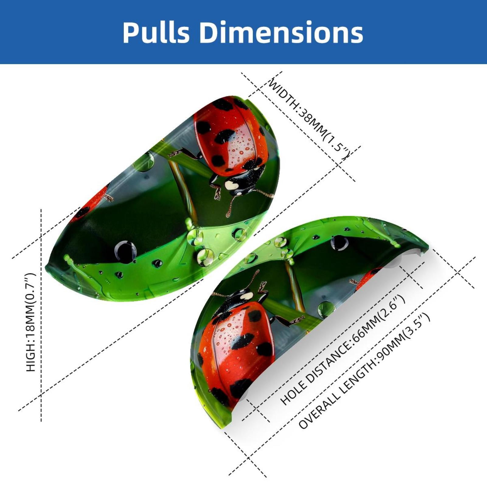 PhooArto 6 Pcs Cup Drawer Pulls, Green Umbrella and Ladybugs Shell Shape Handles Cabinet Knobs for Dresser Cupboard Closet Wardrobe with Screws