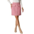thumbnail image 1 of Falda de tweed a cuadros para mujer INSPIRE CHIC con decoración de botones en contraste, falda mini de cintura alta XS color rosa intenso, 1 of 6