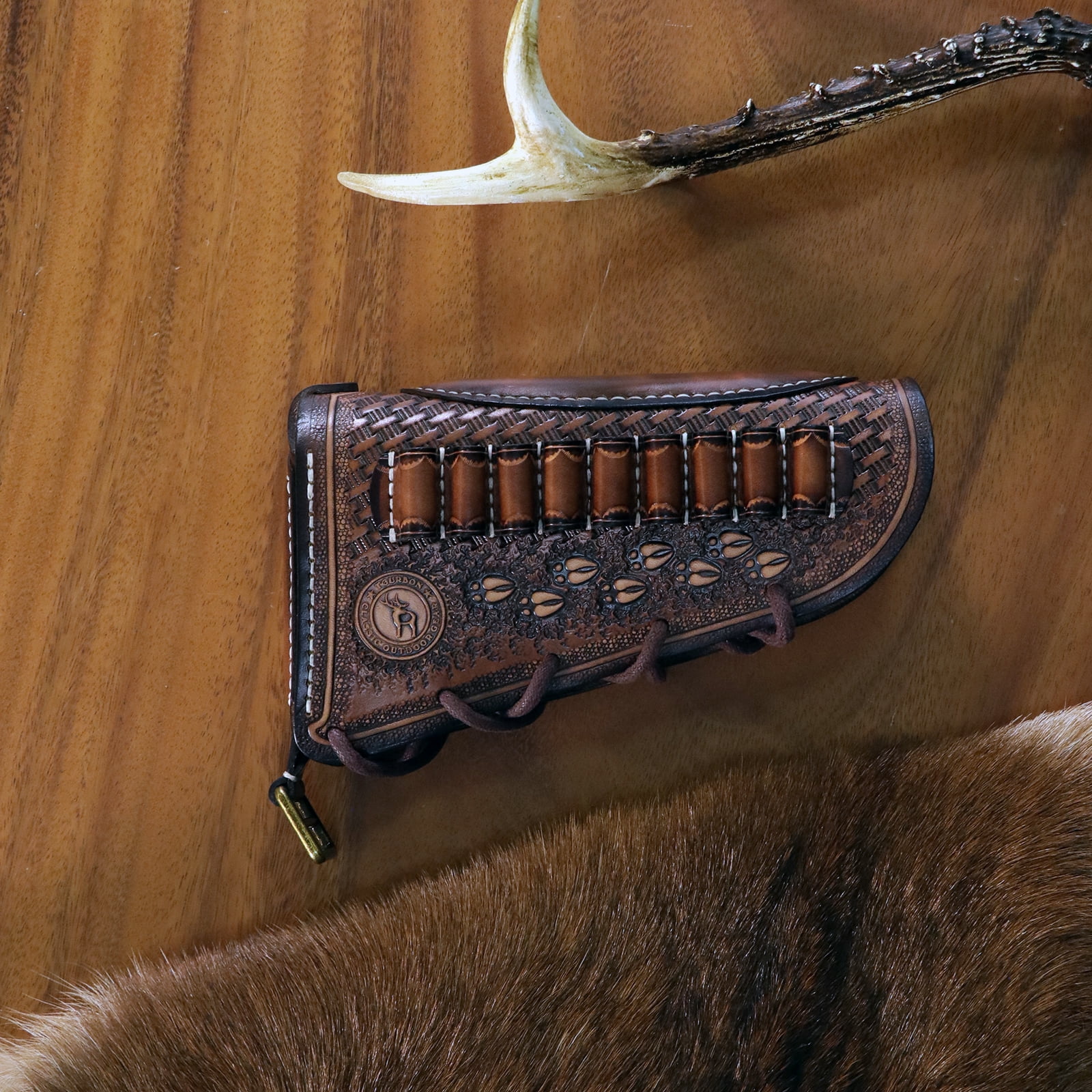 TOURBON Vintage Leather Recoil Pad for Hunting ,  Adjustable,  Brown