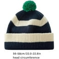 thumbnail image 5 of OwnShow Unisex Cute Striped Beanie Cuffed Winter Knit Hat with Pom Pom, 5 of 8