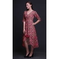 thumbnail image 3 of Bimba Cotton Pink Flower Leaves rinted Womenâ€™s Asymmetrical ShiftÂ&nbsp;DressÂ&nbsp;With Pockets Casual MidiÂ&nbsp;Dress-X-Large, 3 of 4