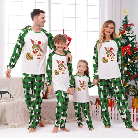 

Guvpev Christmas Pajamas Matching Family Pajamas Sets Christmas Matching Holiday Pjs Deer Elk Letter Christmas Tree Xmas Print Top and Plaid Pants Sleepwear for Family Couples Kids