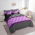 thumbnail image 3 of jejeloiu Geometric Polka Dots 7pcs Bedding Comforter Set,Purple Bohemian Flowers Queen Bedding Sets For Adults Reversible, 3 of 8