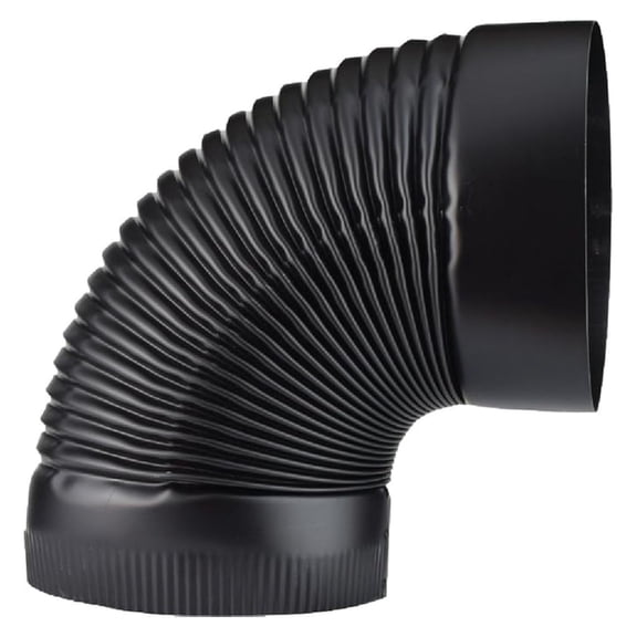 BM0025 8" Corrugated Elbow, Black