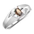 thumbnail image 4 of Rylos  Sterling Silver Classic 6X4MM Oval Smoky Quartz & Diamond Ring - Birthstone Jewelry for Men -Size 12, 4 of 8
