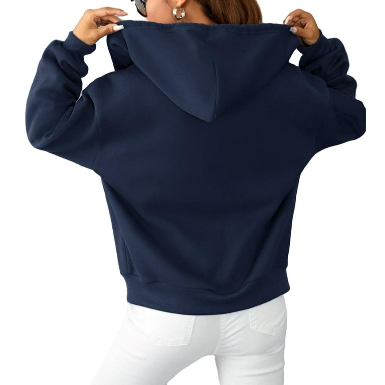 Plain Navy Blue Sweatshirt Hoodies for Women