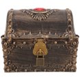 thumbnail image 2 of Pequeño cofre del tesoro pirata decorativo estilo vintage caja de baratijas de fiesta pirata, 2 of 6