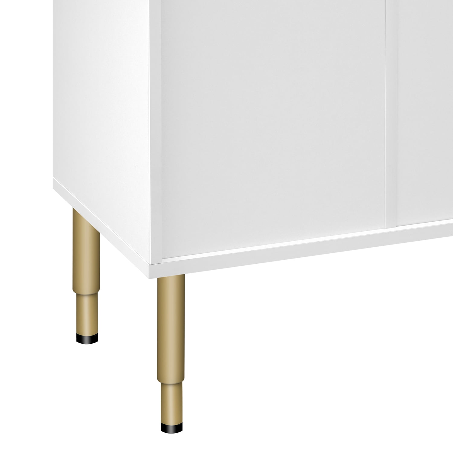 Kadyn Modern Kitchen Storage Cabinet, White Storage Server Cupboard with Gold Metal Legs & Handles, MDF Storage Cabinet for Living Room