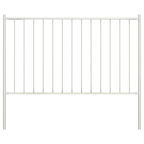 vidaXL Fence Panel with Posts Powder-coated Steel 5.9 ft x 3.3 ft White