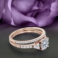 thumbnail image 2 of Vintage Look Dazzling Mid-centuryy 1.50 Carat Round Cut Diamond Moissanite Engagement Ring Set, Wedding Ring Set in 10k Solid Rose Gold, Gift For Her, Promise Ring, Bridal Set, Matching Band, 2 of 3