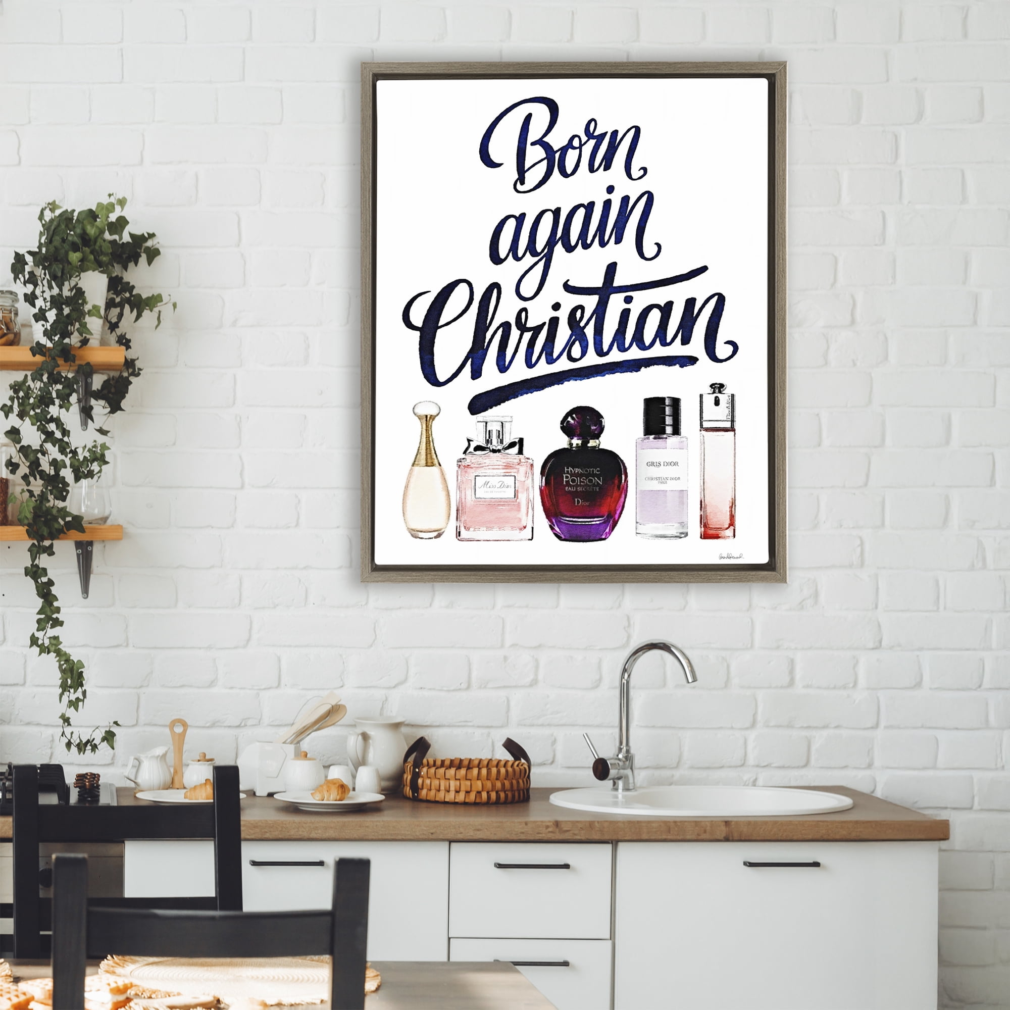Born Again Christian Skincare Brown Framed Floater Canvas Wall Art, design by Amanda Greenwood