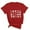 Red, variant on WREESH Cute Summer Letter Print T-Shirts Women's Short Sleeve Fashion Tops with Round Neck Gray
