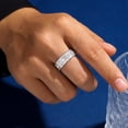 thumbnail image 7 of SFTING Men Wedding Band 925 Sterling Silver Wedding Rings for Men Brick Pattern Brushed 5A CZ Men Rings Size 10, 7 of 7