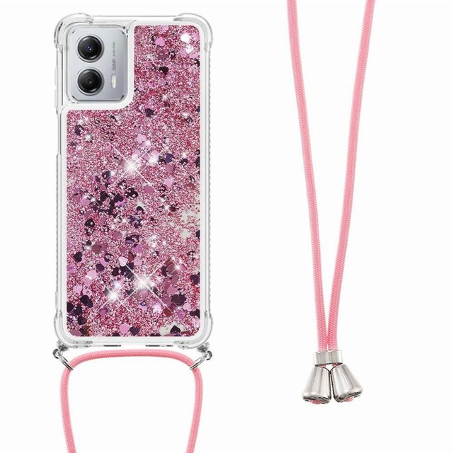 Funda FOXDOCK para Motorola Moto G 5G 2023 con Cuerda Ajustable, Brillo Líquido, Protección Antigolpes y Lente – Ideal para Regalo