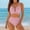 Pink, variant on Babcutegg Women's Solid Color Bikini Set 2 Piece Swimsuit Halter Top High Cut Bottom Bathing Suit Army Green Size M