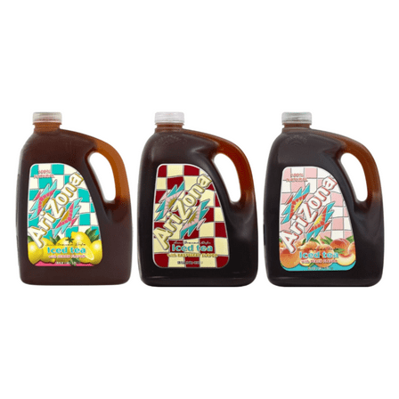 AriZona Iced Tea Variety Pack, Lemon, Raspberry, and Peach Flavors, 128 fl oz Gallon Jugs, 3 Count