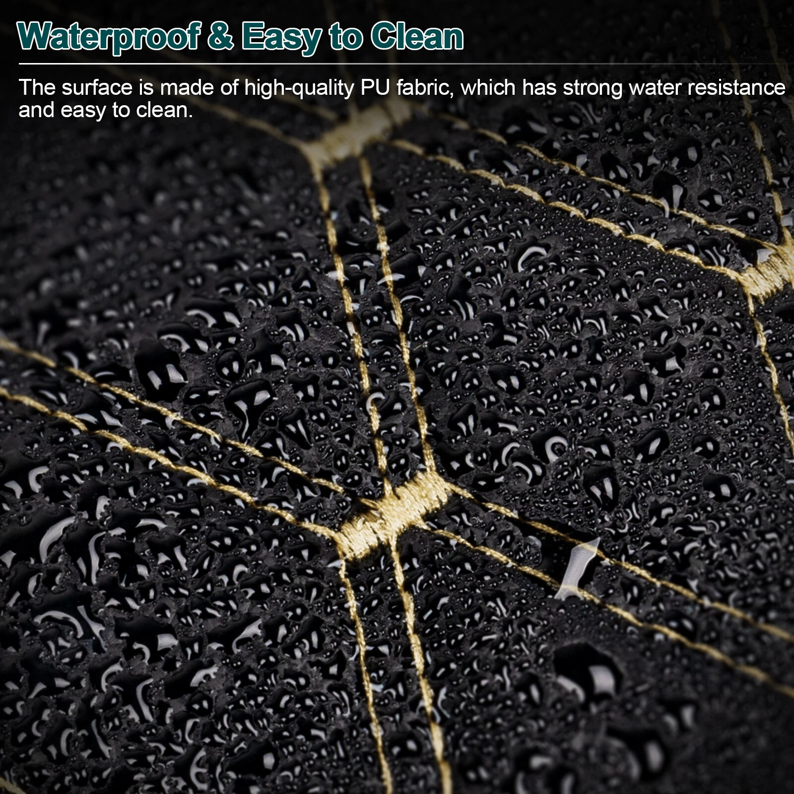 63" W Automotive Headliners Fabric, Waterproof Vinyl Faux Leather Upholstery Material Foam Backed for Car Seat Trunk Floor Mat Furniture Chair DIY Black 2 Yard